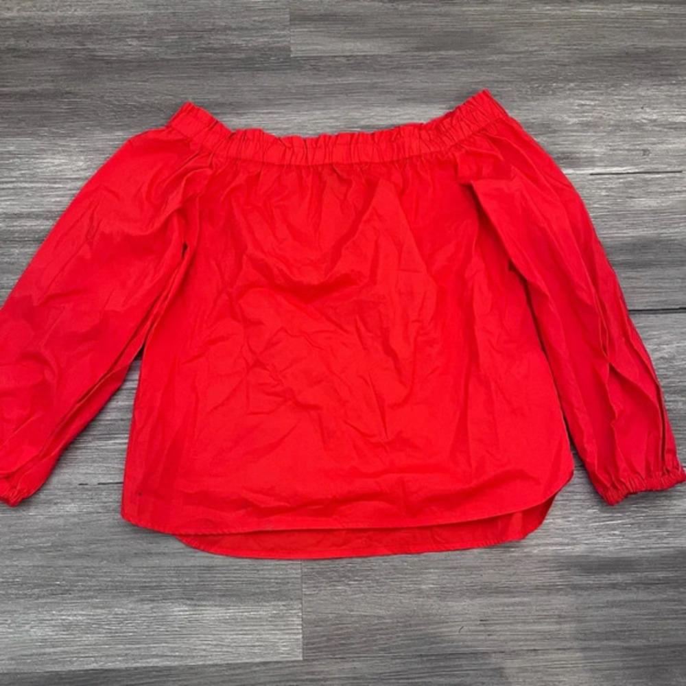 J. Crew Womens Off-the-Shoulder Blouse Size‎ 0 Red 100% Cotton Preppy - Picture 2 of 7